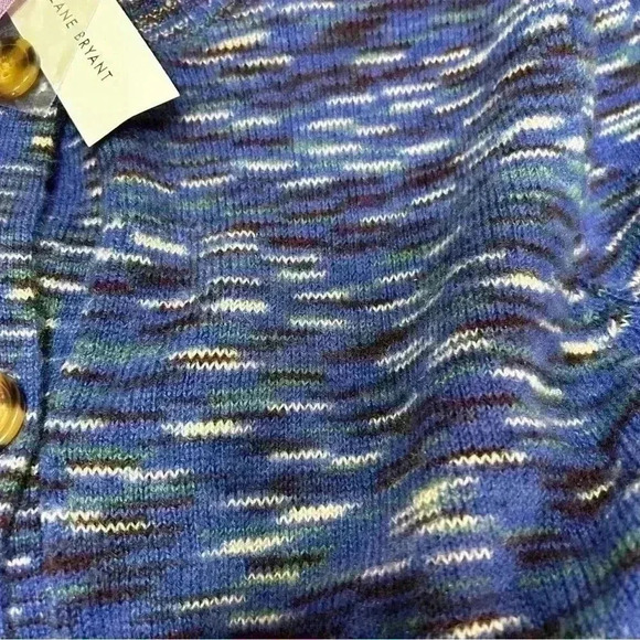 Lane Bryant Women Multicolored Cobalt Blue Button Up Sweater Cardigan Size 22/24 - Picture 4 of 10